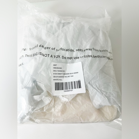 Anthropologie Studded Velvet Shoulder Bag in White NWT - Picture 14 of 14